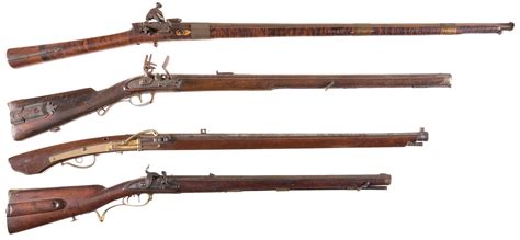 four antique muzzle loading long guns rock island auction
