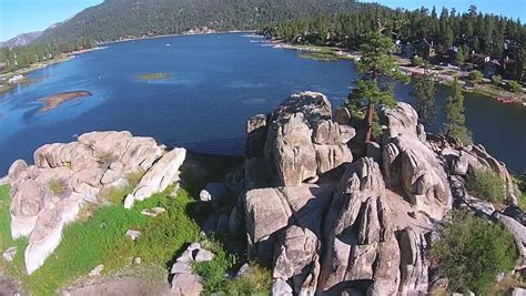 Aerial Video Of Boulder Bay On Big Bear Lake Big Bear Lake Ca Stock