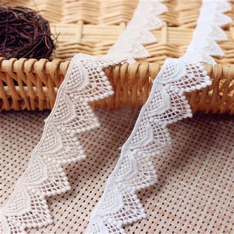 15yards width 3 8cm white color lace trim water soluble embroidery cotton lace diy lace fabric