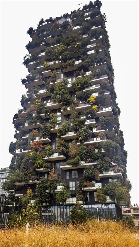 Bosco Verticale Or Vertical Woods On A Cloudy Autumn Day In Milano