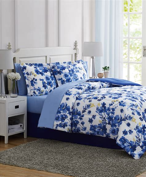 Pem America Blue Watercolor Floral Twin 6pc Comforter Set And Reviews