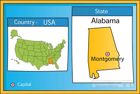 Alabama State Clipart Montgomery Alabama 2 State Us Map With Capital
