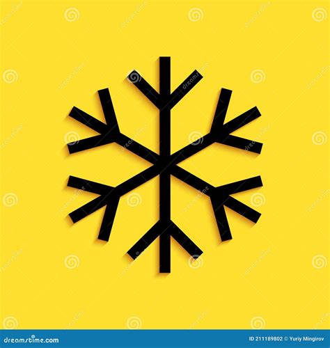Icono De Copo De Nieve Negro Aislado Sobre Fondo Amarillo Estilo De