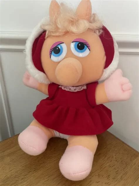 Baby Miss Piggy Jim Henson Vintage 1987 Plush Muppets Christmas Santa
