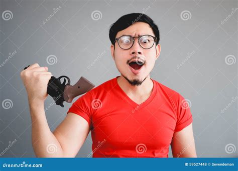 Asian Man With A Gun Stock Photo Image Of Confident 59527448