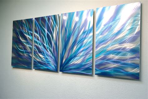 Radiance Twisted Blue Abstract Metal Wall Art Contemporary Modern