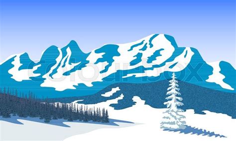 Stock Vector Of Winter Landscape With Silhouettes Of Mountains And
