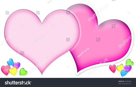 Two Large Pink Hearts Overlapping Working Stock Illustration 23406046