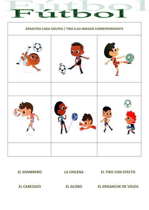 fútbol acciones del juego ficha interactiva clases de educación física ejercicios de