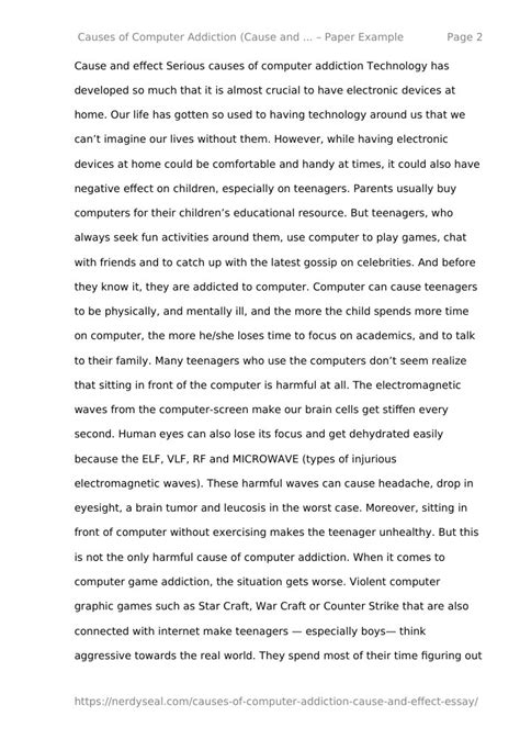 Causes Of Computer Addiction Cause And Effect Essay 618 Words