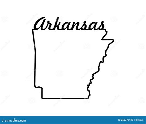 Arkansas Outline Map Usa State Shape Cartoon Vector