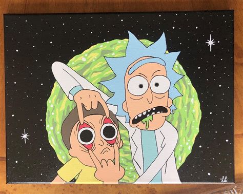 Rick And Morty Space Portal Painting Etsy