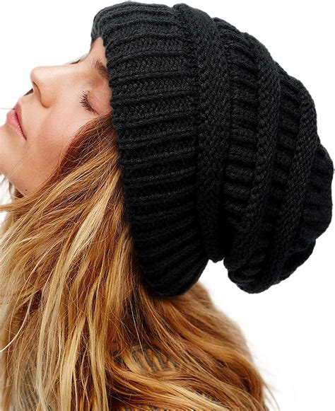 Buy Womens Satin Lined Winter Beanie Hats Cable Knit Beanie For Men