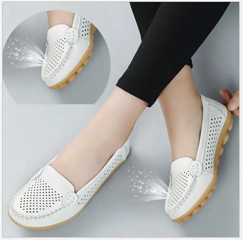 2018 Spring Summer Genuine Leather Women Flats Shoes Female Casual Flat