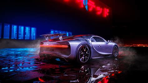 Bugatti Chiron Neon Lights Wallpapers Hd Wallpapers Id