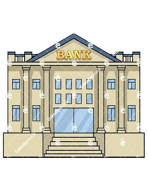 Bank Building Front View Cartoon Vector Clipart Friendlystock