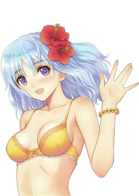 Tony Taka Absurdres Highres Scan 1girl D Bare Shoulders Blue Eyes Blue Hair Bra