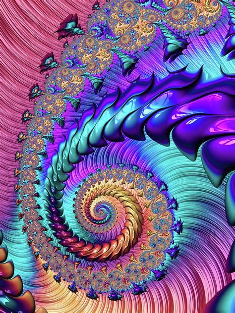 Fractal Spiral Purple Turquoise Red Digital Art By Matthias Hauser Pixels
