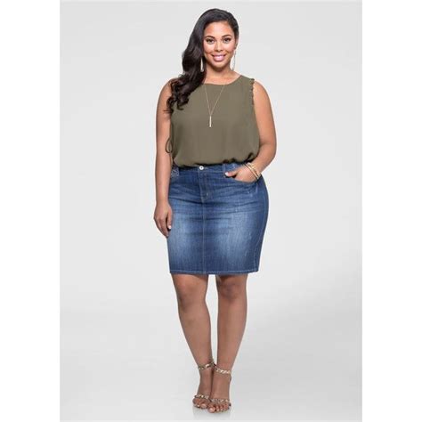 Ashley Stewart Five Pocket Jean Skirt Clothes Design Plus Size