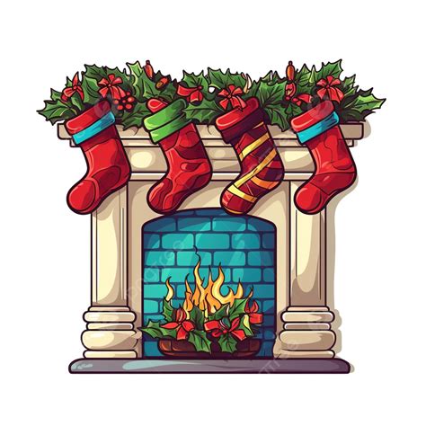 Christmas Fireplace Christmas Stockings Vector Illustration Packaging