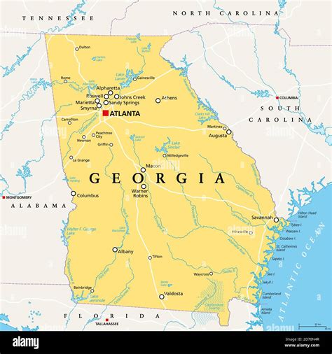 Georgia Ga Politische Karte Mit Der Hauptstadt Atlanta Und Den