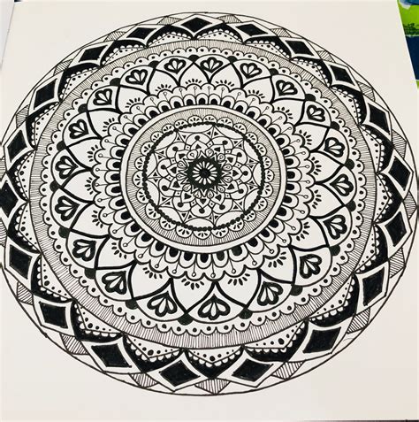 Free Hand Black And White Mandala Zentangle Doodle Mandala Drawing