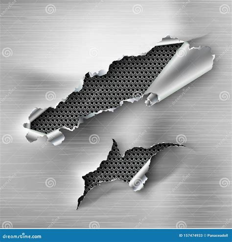 Torn Ripped Steel Vector Template Sides With Ripped Metal Stock Vector