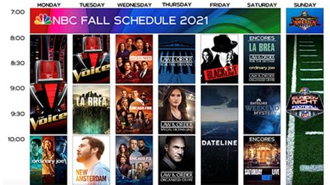Full Schedule Nbc Announces New Shows For 2021 Fall Season Nbc4 Wcmh Tv