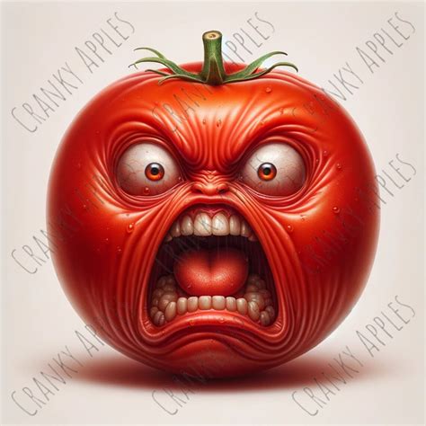 Silly Funny Screaming Tomato Digital Art Hilarious Ugly Veggies