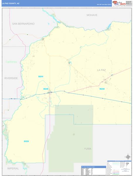 La Paz County Az Zip Code Wall Map Red Line Style By Marketmaps