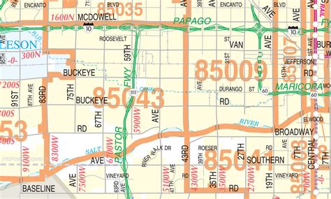 Metropolitan Phoenix Arterial And Collector Streets Full Size Zip Code