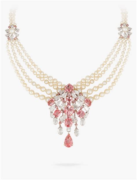 Padparadscha Sapphire And Pearl Necklace Necklace Hd Png Download