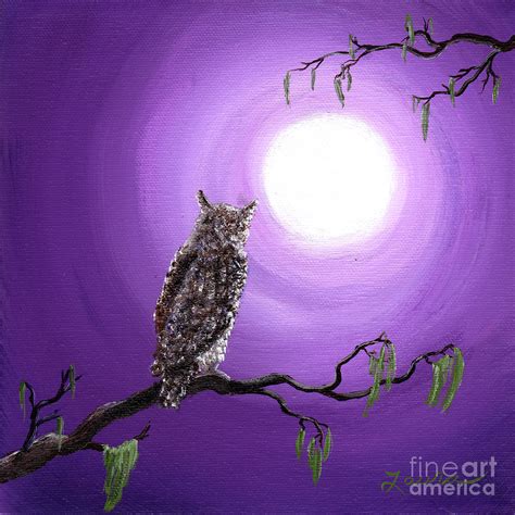 Owl On Mossy Branch Painting By Laura Iverson Fine Art America