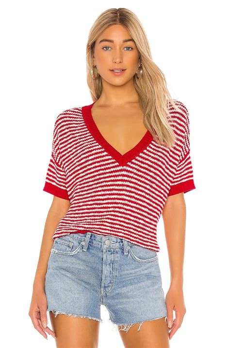 House Of Harlow X Revolve Cersi Sweater In Red White Stripe Revolve