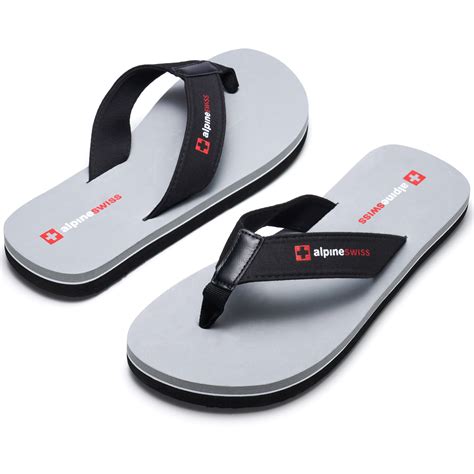 Mens Sandals Alpine Swiss Mens Flip Flops Beach Sandals Lightweight Eva Sole Comfort Thongs
