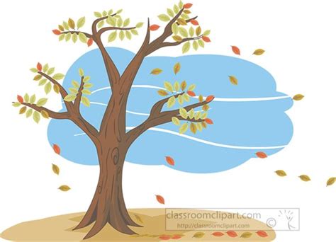 Weather Clipart Autum Tree With Leaves Blowing In Wind Classroom