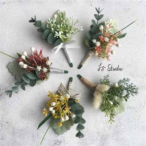 Rustic Greenery Boutonniere Wedding Boutineer Prom Corsage Etsy