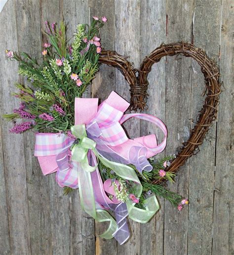Heart Grapevine Wreath For Door Valentines Day Door Etsy Diy