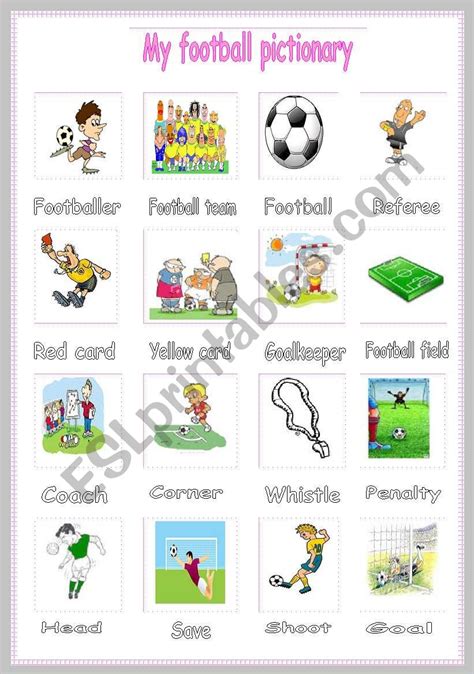 My Football Pictionary Esl Worksheet By Mouna Mch