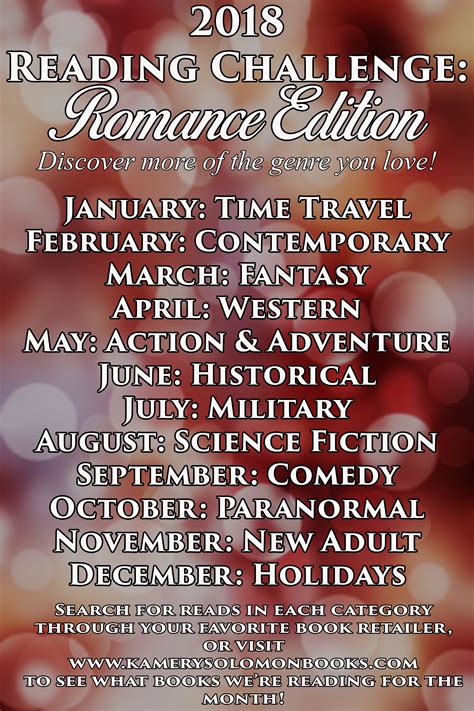 Join Our 2018 Reading Challenge Romance Edition Read At Least One Book In Each Romance Sub
