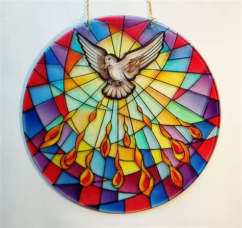 Dove Holy Spirit Dove Suncatcher Stained Glass Suncatcher Etsy