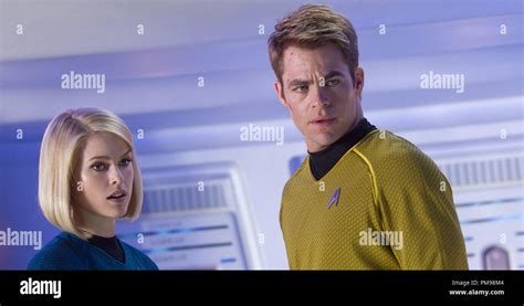Left To Right Alice Eve Is Carol And Chris Pine Is Kirk In Star Trek Into Darkness From
