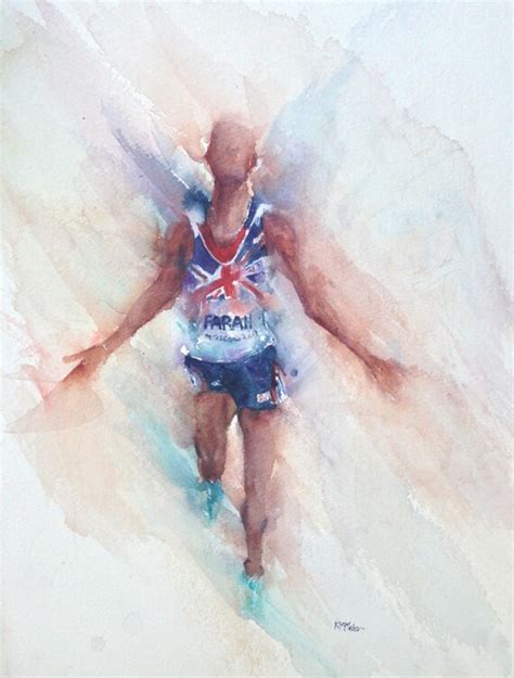 Original Watercolour Art Painting Of Athlete Mo By Rachaelizaart