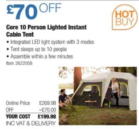 Core 10 Person Lighted Instant Cabin Tent Offer At Costco
