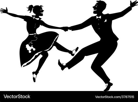 Rock And Roll Dancing Silhouette Royalty Free Vector Image
