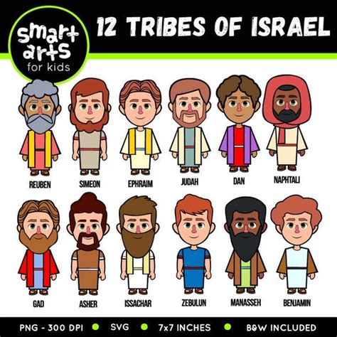 12 Tribes Of Israel Clip Art Tribes Of Israel Bible Based Etsy