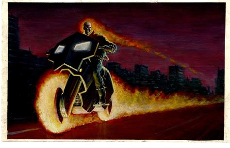 90s Ghost Rider Painting By Tex In Jp Crushers Marvel Artwork Comic