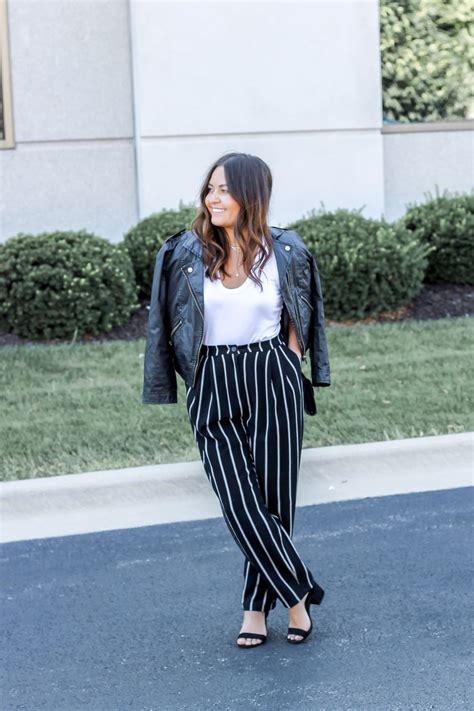 Black And White Striped Pants Outfit Ideas