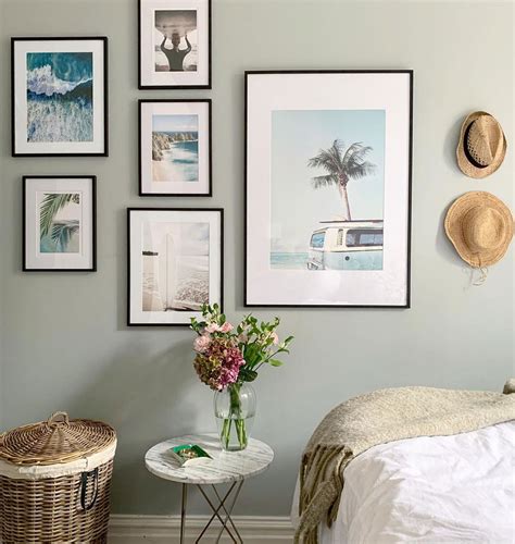 Gallery wall with beach prints in walnut frames - Photo Wall inspiration - Posterstore.com