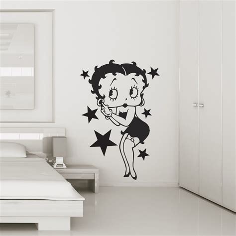 Betty Boop Wall Art Sticker With Stars Simple Wall Decor Monogram
